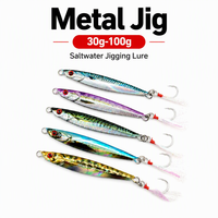 Umpan Pancing Jig Logam Air Asin Grosir 30-80g, Jig Timbal Tenggelam dengan Kail Bulu Asisten, Cetakan Realistis, Umpan Jigging Lepas Pantai