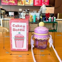 Bouteille Isotherme Portable pour Enfants en PC, Motif Gâteau Dessin Animé, Anti-fuite, Isolation Thermique 0-6 Heures, Sans BPA, Écologique, pour l'Extérieur