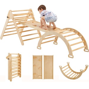Wooden Climbing <b>Frame</b> For Toddlers Foldable Triangular Indoor <b>Play</b> Structure Balance Motor Skills Development Unisex - Product Image 4