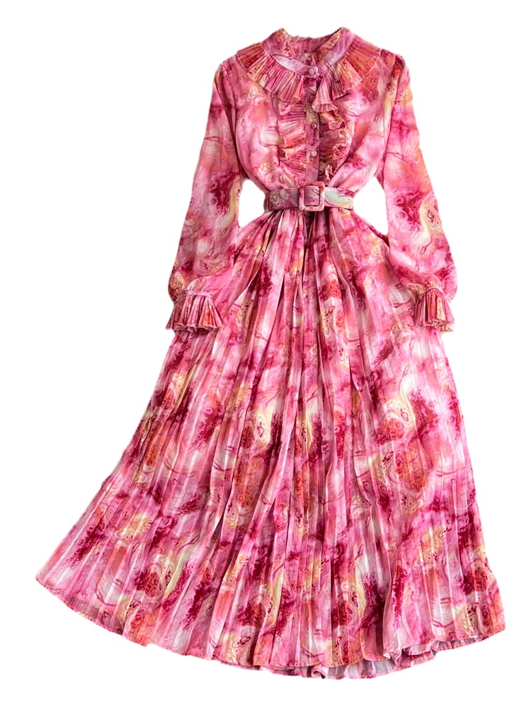 flare box pleat dress Modest Pleated Flare Dress Bell Sleeves