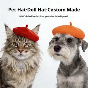 JXANRY <span class=keywords><strong>2026</strong></span> Nuevo Estilo Boina para Mascotas, Perros y Gatos, Disfraz Festivo, Ajustable, de Lana Tweed, Estilo Artista, Múltiples Colores, Todas las Estaciones - Product Image 2