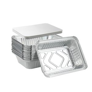 Aluminium <b>Foil</b> Tray Restaurant Disposable Food Pan Catering 880ml Take-Out <b>Container</b> Tin Box With Cardboard Lid - Product Image 1