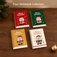 Carnet de Noël A5, 80 feuilles, 80 g/m², ligné, quadrillé, spirale, 9 motifs Père Noël, papeterie scolaire pour étudiants, vente en gros