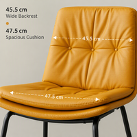 Tabouret de bar et chaise de salle à manger rembourrés jaunes avec dossier, siège rembourré, repose-pieds et structure en métal noir, style contemporain