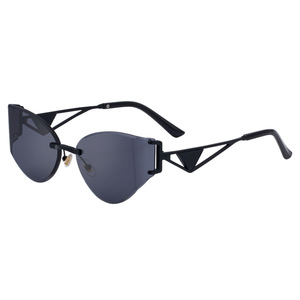 Lunettes de soleil œil de chat sans monture Dg-98314 pour femmes, verres PC, monture en métal, protection UV400, classe 2, pare-soleil, couleur noire - Product Image 4