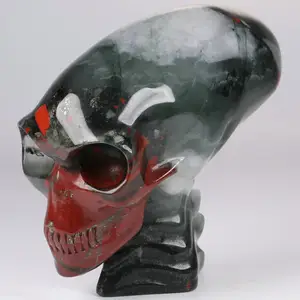 Mr.Skull 4.0 "Hand geschnitzter Kristall Länglicher Maya-Alien-Schädel mit Wirbelsäulen skulptur Kristall heilung