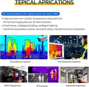 กล้องถ่ายภาพความร้อน MLX90640-D55 ขนาด 32x24 อินเทอร์เฟซ I2C ใช้ได้กับ <span class=keywords><strong>Raspberry</strong></span> <span class=keywords><strong>Pi</strong></span>/STM32 สำหรับงานดับเพลิง/รักษาความปลอดภัย - Product Image 5