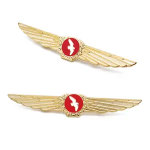 Custom 3d Luchtvaart Revers Pin Badge Blanco Metalen Goud Zilver Bronzen Vlucht Luchtvaartmaatschappij Vliegtuig Wing Pin