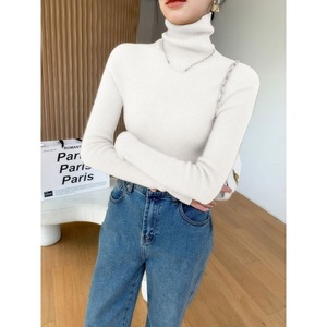 Suéter de Cuello Alto de Alta Gama, Corte Ajustado, Color Sólido, Prenda de Punto para Mujer, Estilo Otoño-Invierno - Product Image 5