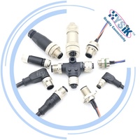Kabel Y Splitter M12 8 Pin Female ke 2 M12 4 Pin Male Berkode A 0.5m untuk Mendistribusikan Daya dan Sinyal