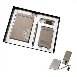 Ensemble cadeau de stylo de classe exécutive en acier de haute qualité avec finition en cuir et miroir, logo personnalisé, bloc-notes, porte-clés en métal - Product Image 1