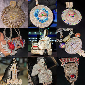 Liontin Hip Hop Bertabur Moissanite Perhiasan Rapper Perak Sterling Liontin Berlian Custom Bling Berlapis Emas 18K - Product Image 6