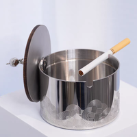 Cendrier rond moderne en acier inoxydable sans fumée, finition argentée et dorée, pour bureau, cadeau, logo personnalisé, vente en gros