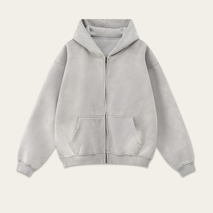 Popolare felpa Casual da uomo con cappuccio con cerniera e cappuccio con macchie verdi vecchie felpe antirughe primavera autunno con cappuccio lavato con acido - Product Image 6