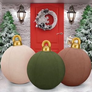 Boules de Noël gonflables floquées 60 cm, décorations de jardin pour les fêtes de plein air, ornements de Noël en PVC pour la décoration de patio et de fête - Product Image 1