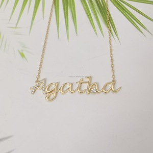 Collar <span class=keywords><strong>de</strong></span> <span class=keywords><strong>Oro</strong></span> Macizo Personalizable <span class=keywords><strong>con</strong></span> <span class=keywords><strong>Nombre</strong></span> en Letra, Diseño Único, 9K 14K 18K, Collar <span class=keywords><strong>de</strong></span> Diamantes <span class=keywords><strong>de</strong></span> Moda - Product Image 5