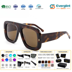 Nuovi Occhiali da Sole Everglint Fatti a Mano, Montatura in Acetato, Design Quadrato Oversize di Lusso, Occhiali da Sole OEM per Uomo e Donna - Product Image 1