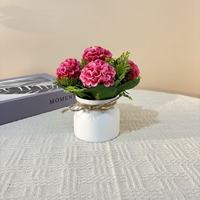 Tanaman Hydrangea Buatan dalam Pot 15cm, Bonsai Bunga Palsu Kecil dengan Pot Plastik, Dekorasi Meja untuk Rumah Kantor.