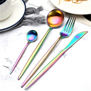 Ensemble de couverts en acier inoxydable doré rose, vaisselle occidentale, couverts de luxe, fourchette, cuillère à café, couteau - Product Image 4