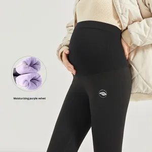 Winter Fashion Outerwear Maternity Pants Thickened Fleece Sharkskin Leggings High Elasticity Seamless Belly Support Warm - Product Image 6