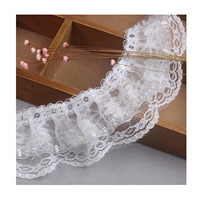 Ruban en polyester à double couche de tulle à volants style coréen de 6 cm (2,4 po) avec motif uni pour vêtements et textiles de maison