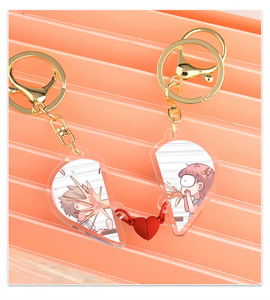 Chất lượng cao đôi hai mặt UV in ấn tùy chỉnh vài Acrylic nam châm trái tim Keychain Bộ những người yêu thích nhựa móc chìa khóa quyến rũ - Product Image 3