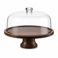 Support à gâteau en bois en gros avec couvercle en acrylique transparent pour présentation de desserts de boulangerie, taille personnalisée, service alimentaire