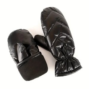 Mitaines brodées de ligne de couleur unie <span class=keywords><strong>Gants</strong></span> chauds épais et courts en duvet <span class=keywords><strong>Gants</strong></span> d'hiver imperméables à l'épreuve du froid - Product Image 3