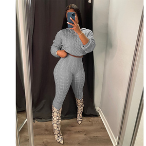 Knitted <strong>Two</strong> <strong>Piece</strong> <strong>Set</strong> Sweater Hoodie Top Women Luxury Elegant Outfit 2022 <strong>Crochet</strong> Cropped Knit Tops Winter 2 <strong>Piece</strong> Suit Pant <strong>Set</strong> - Product Image 4