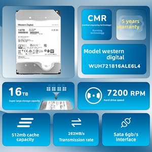 WUH721816ALE6L4 <span class=keywords><strong>Disque</strong></span> <span class=keywords><strong>dur</strong></span> mécanique interne SATA 16 To, cache 512 Mo, 7200 tr/min, 3,5 pouces, nouveau <span class=keywords><strong>disque</strong></span> <span class=keywords><strong>dur</strong></span> pour serveur, Enterprise Helium HC550 HC555 - Product Image 3