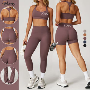 Imbottitura alla moda da donna 2 pezzi Set Fitness da palestra ad alta elasticità Fitness glutei a compressione Flare Leggings elastici sportivi femminili - Product Image 1