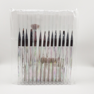 Ensemble de pinceaux à ongles en acrylique avec logo personnalisé, manche dégradé, poils en nylon, pour la peinture sur ongles, gel, nail art, salon, usage domestique, manucure - Product Image 6