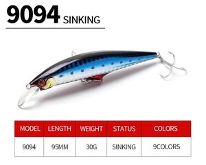 Nouvelle Ligne de Pêche : Leurre Artificiel Minnow 30g 95mm, Appât Dur pour Pêche au Seabass et au Brochet, Wobblers, <span class=keywords><strong>Jerkbait</strong></span>, Wobble Tackle - Product Image 5