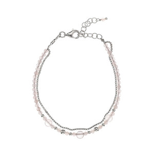 Doppio argento bracciale in acciaio inox con placcatura in oro rosa alla moda AL3054-Argento-QuarzoRosa religioso per i regali - Product Image 1