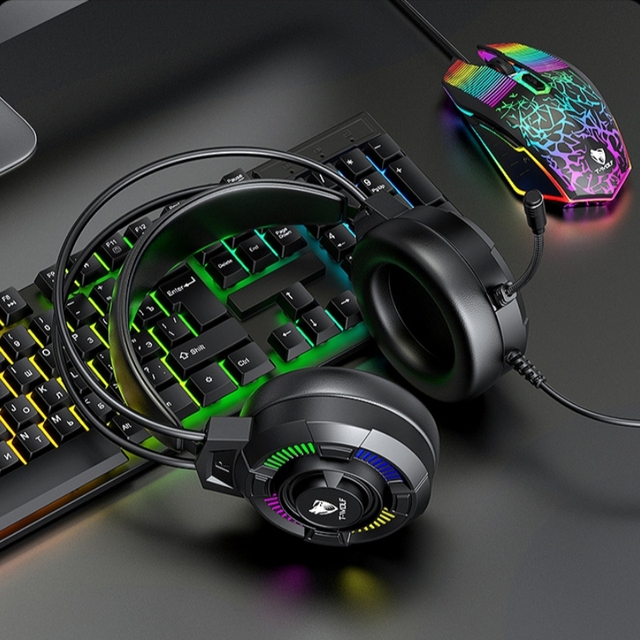 H140/H150 Computer Wired Headset Gaming Headset with Light-Up Band and Microphone Immersive Sound Full-Coverage Headphones