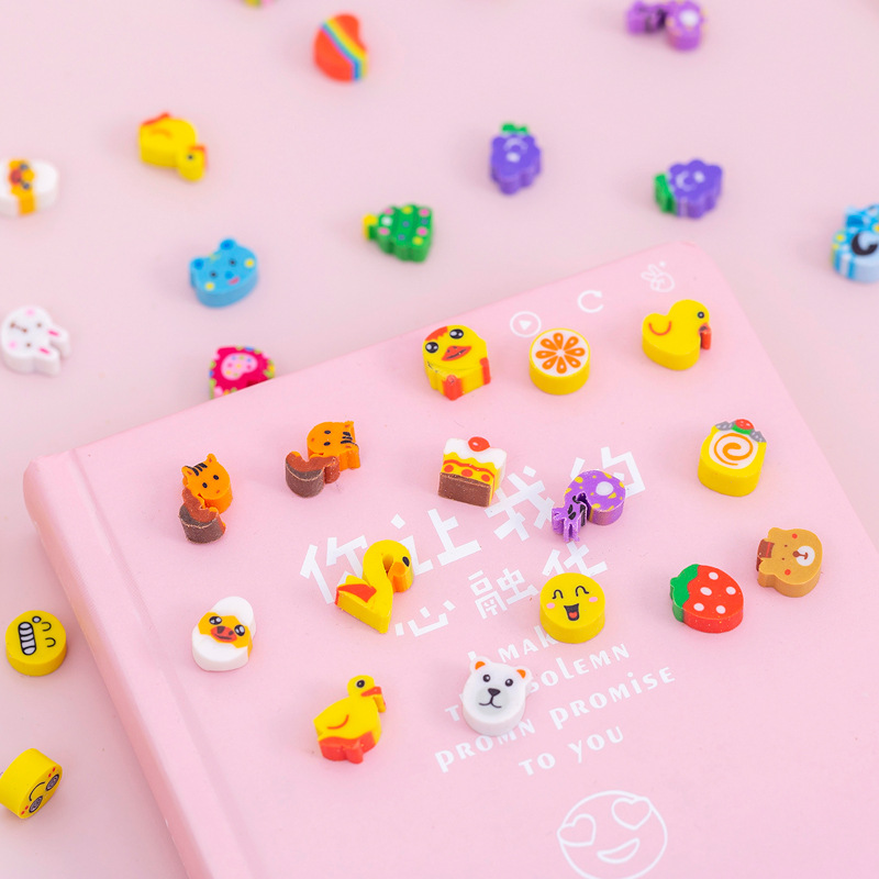 Оптовая продажа 2023, милый ластик с забавными фруктами, набор из 100 шт. для детей