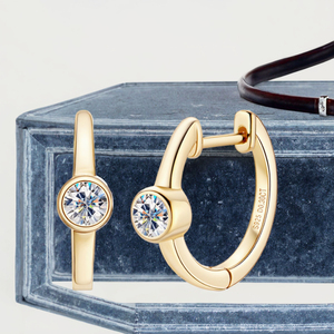 Fashion Brilliant Cut Moissanite Wedding <b>Huggie</b> Earring Women 18K Yellow Gold Plated 925 Sterling <b>Silver</b> Foreverness Trendy - Product Image 3