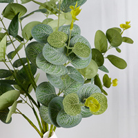 Ranting Eucalyptus Buatan Grosir, Daun Eucalyptus Hijau Palsu Silver Dollar untuk Dekorasi Bunga Pernikahan, Acara, Rumah, Hotel