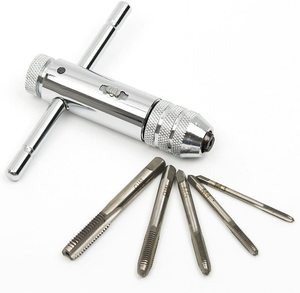 DZ M3-M8 Machine Vis Filetage Bouchon En Forme De T Robinet Clé <span class=keywords><strong>À</strong></span> Réglable Ensemble <span class=keywords><strong>À</strong></span> <span class=keywords><strong>Cliquet</strong></span> <span class=keywords><strong>Porte</strong></span>-Taraud Avec Acier Et Alliage 5pcs Emballé Dans La Boîte - Product Image 1