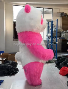 Tenue longue fourrure rose couleur <span class=keywords><strong>Panda</strong></span> gonflable Costume 2/2.6/3m géant <span class=keywords><strong>Panda</strong></span> mascotte Costume vêtements gonflables pour la <span class=keywords><strong>location</strong></span> d'événements - Product Image 4