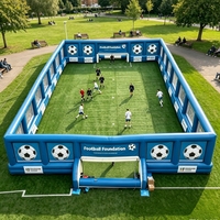 Cancha de Fútbol Inflable Interactiva Comercial, Campo de Fútbol con Material de PVC y Fácil Instalación para Juegos Deportivos