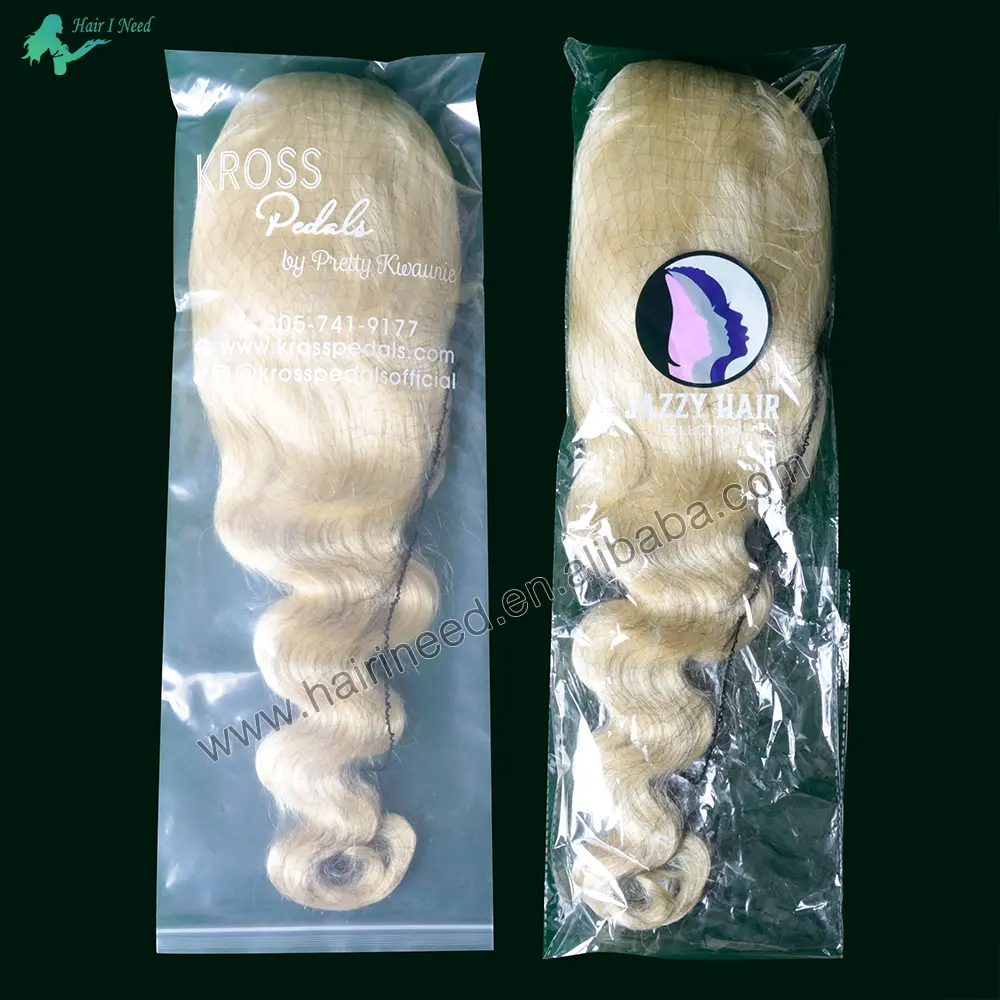 OEM OED custom logo wig and bundle plastic bags clear pvc wig bag hair packaging