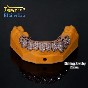 Custom Silver 10k 14k 18k Real Gold <strong>Grillz</strong> Lab Grown Diamond HPHT Vvs Moissanite Natural Diamond Hip Hop Iced Out <strong>Grillz</strong> - Product Image 4