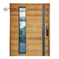 Puerta Exterior Giratoria de Diseño Moderno George Group para Villa, Aislamiento Térmico, Madera Sólida de Palisandro, Pivote Antirrobo de Fibra de Vidrio
