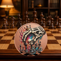 Pièce d'échecs en cuivre pur 999 de 1 oz et 5 oz, style squelette, haute définition, imprimée UV, peinte, ronde, en métal, cadeau