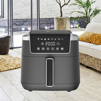 Friteuse à air électrique intelligente 4-en-1 en acier inoxydable avec contrôle numérique, capacité 5 QT, cuisson sans huile, réchauffage, croquanture par l'air, affichage LED