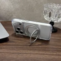 Coque de téléphone transparente antichoc avec anneau magnétique rotatif à 360° et support pliable pour iPhone 17 Air 12 13 14 15 16 Plus 17 Pro Max