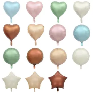 Globos de helio redondos de papel de café caramelo blanco crema verde oliva Rosa Retro de 18 pulgadas para decoración globos de corazón de estrella