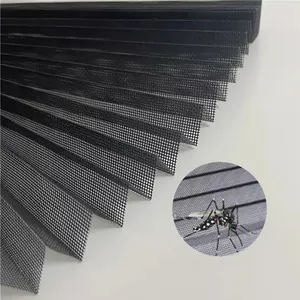 wholesale cheap quality pleated insect screen door foldable mosquito mesh pliss 18mm pleat fli screen black pleated net