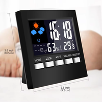 Station météo électronique numérique, horloge de table, réveil, calendrier LCD, thermomètre, hygromètre, commande vocale, horloge de chevet